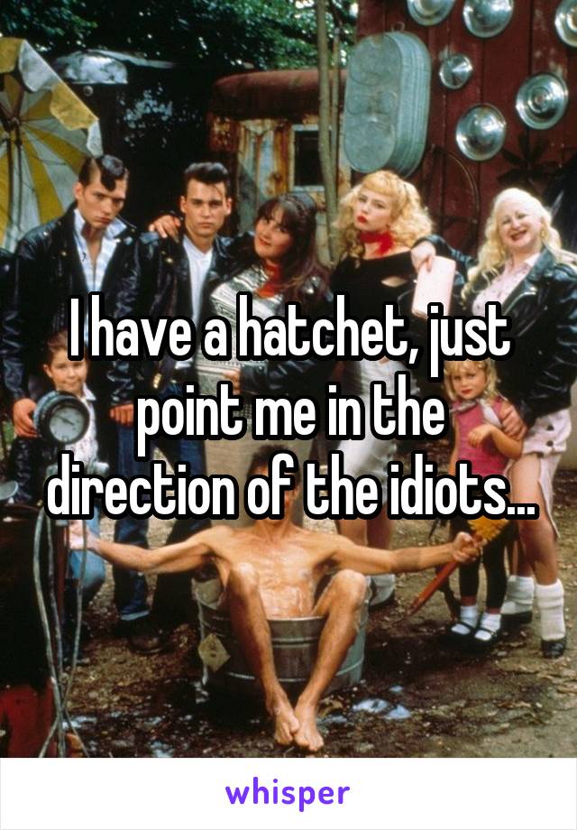 I have a hatchet, just point me in the direction of the idiots...