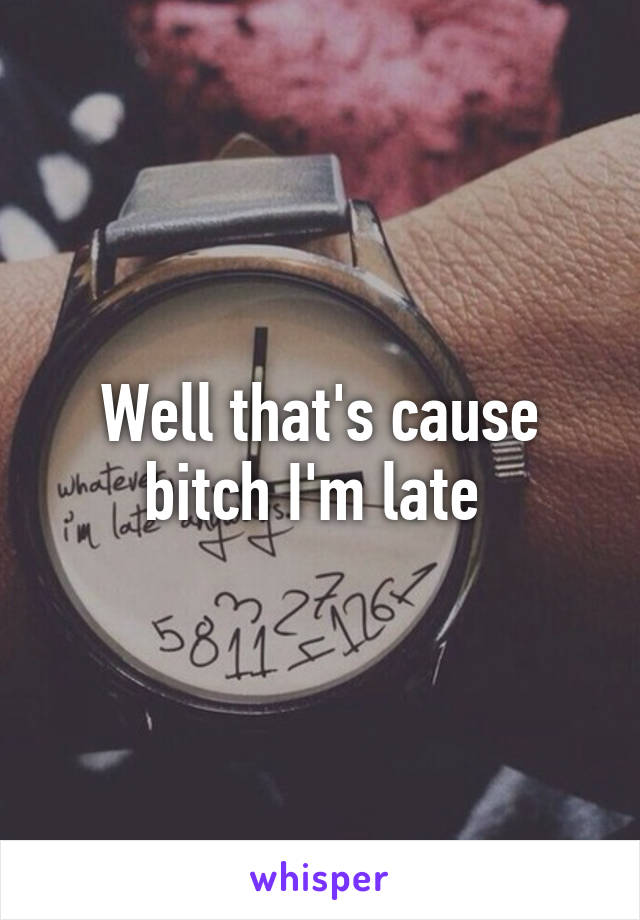 Well that's cause bitch I'm late 