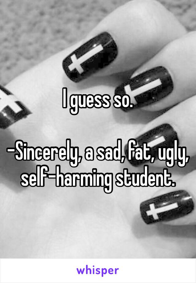 I guess so.

-Sincerely, a sad, fat, ugly, self-harming student. 