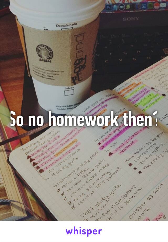 So no homework then?