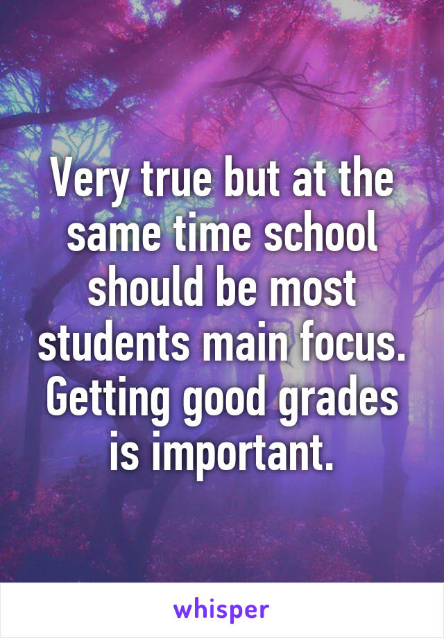 Very true but at the same time school should be most students main focus. Getting good grades is important.