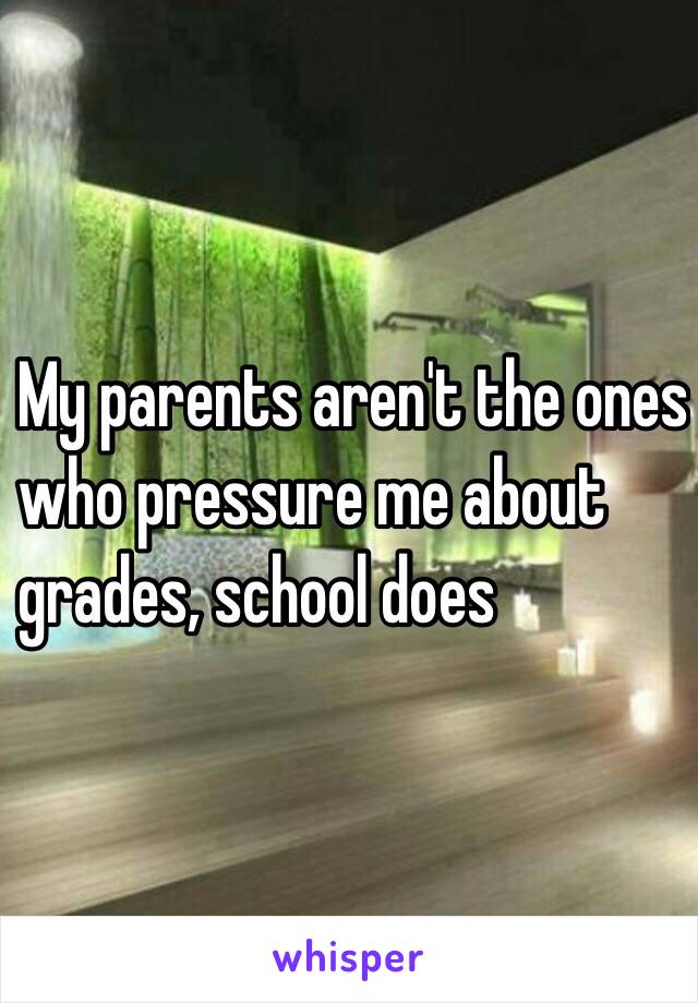 My parents aren't the ones
 who pressure me about
 grades, school does 