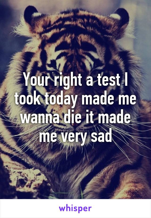 Your right a test I took today made me wanna die it made me very sad