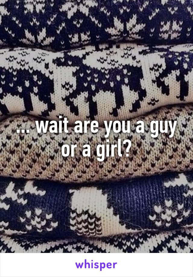 ... wait are you a guy or a girl?