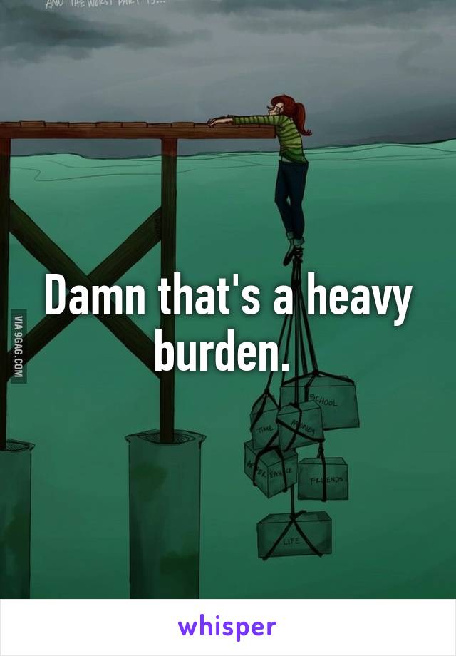 Damn that's a heavy burden. 