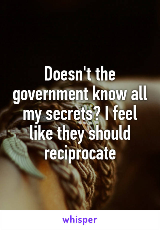 Doesn't the government know all my secrets? I feel like they should reciprocate