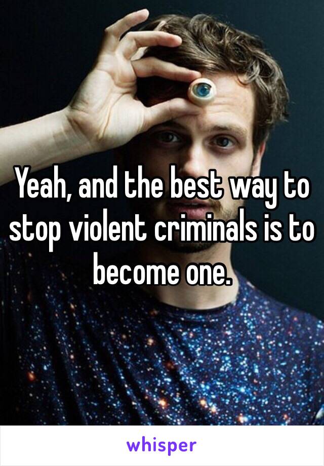 Yeah, and the best way to stop violent criminals is to become one.