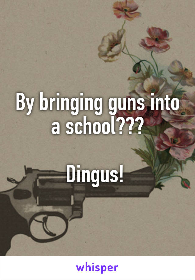 By bringing guns into a school???

Dingus! 