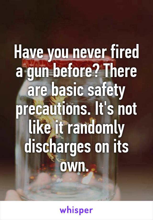 Have you never fired a gun before? There are basic safety precautions. It's not like it randomly discharges on its own. 