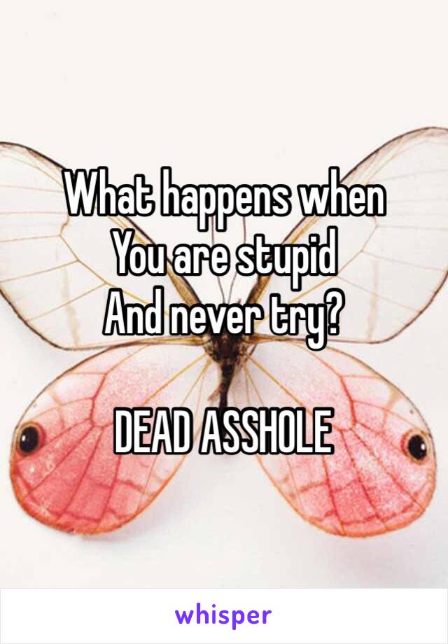 What happens when
You are stupid 
And never try?

DEAD ASSHOLE