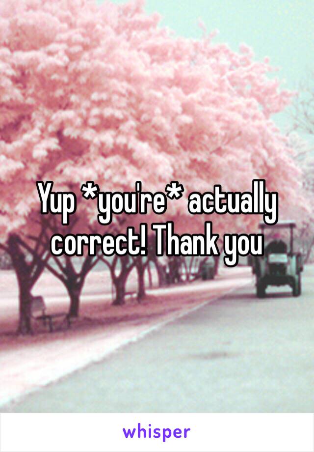 Yup *you're* actually correct! Thank you