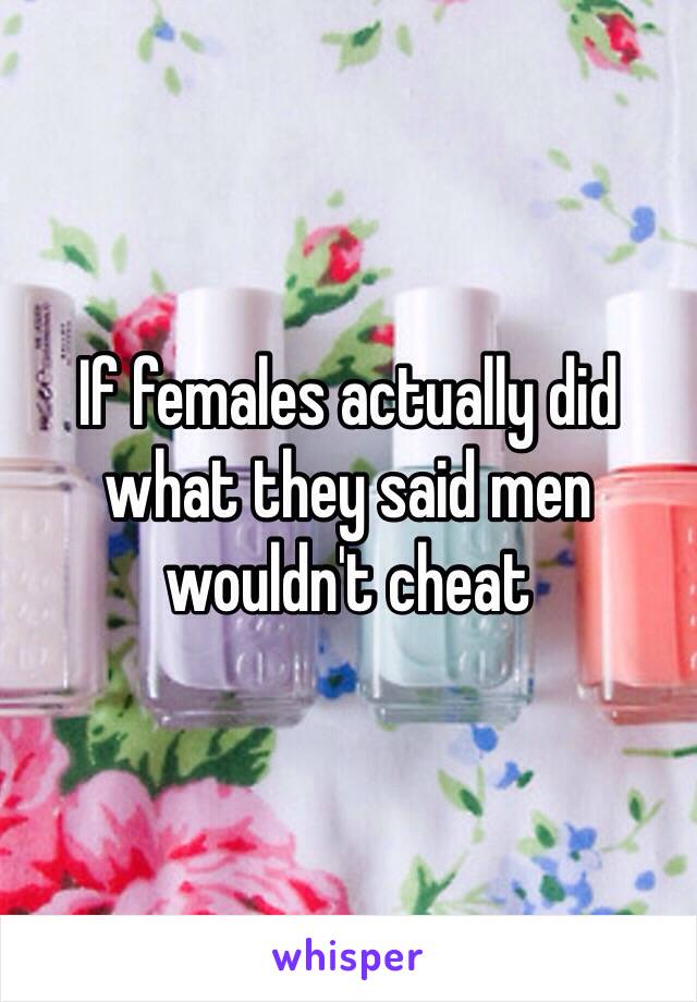 If females actually did what they said men wouldn't cheat 