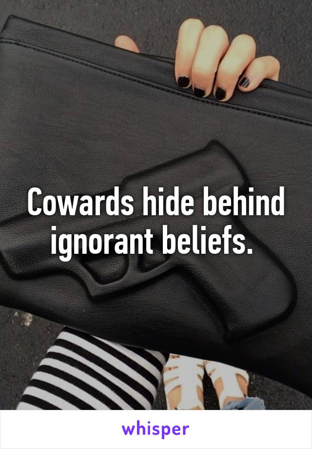 Cowards hide behind ignorant beliefs. 