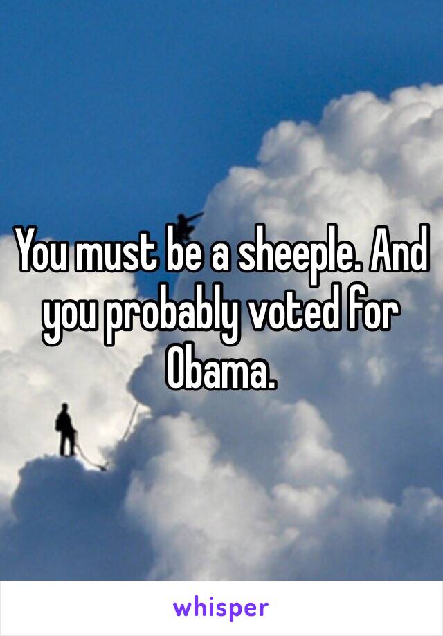 You must be a sheeple. And you probably voted for Obama. 