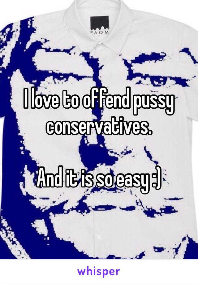 I love to offend pussy conservatives. 

And it is so easy :) 