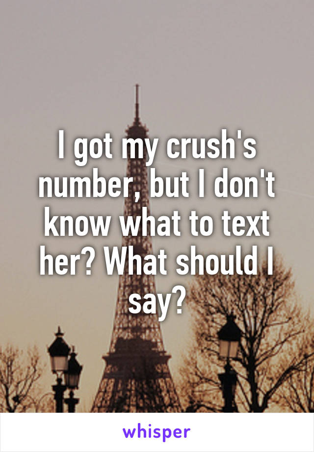 I got my crush's number, but I don't know what to text her? What should I say?