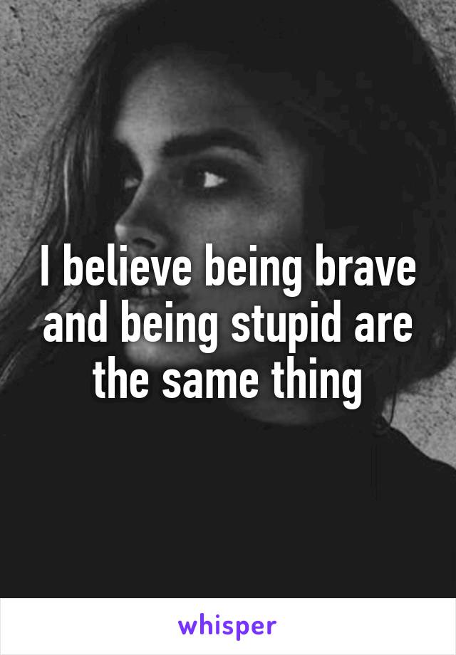 I believe being brave and being stupid are the same thing