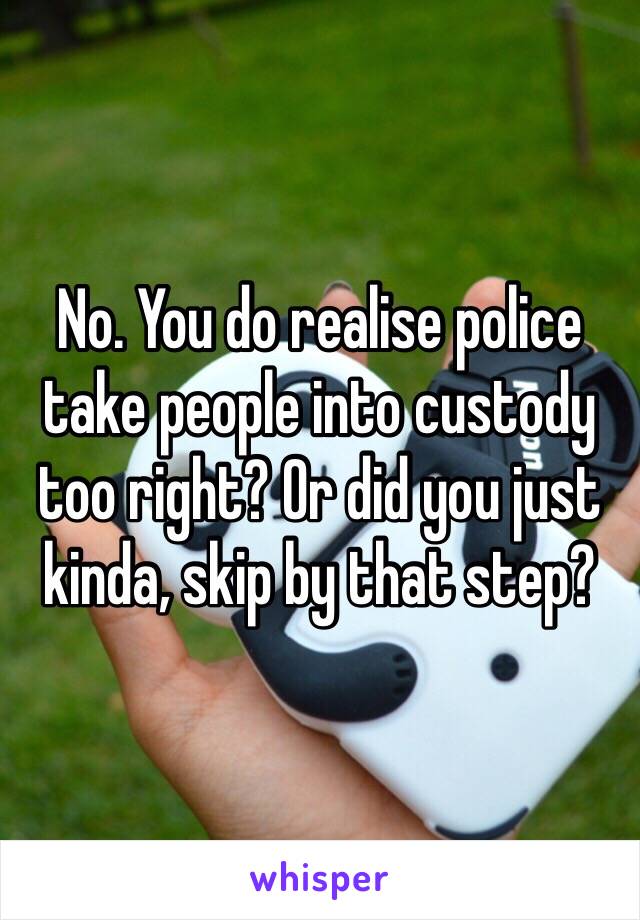 No. You do realise police take people into custody too right? Or did you just kinda, skip by that step?