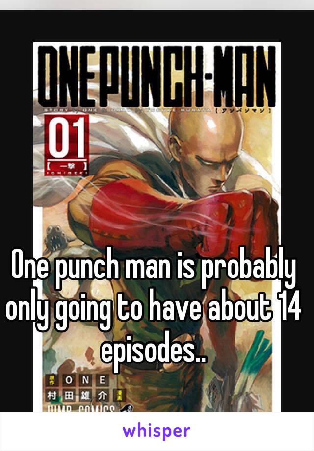 One punch man is probably only going to have about 14 episodes..