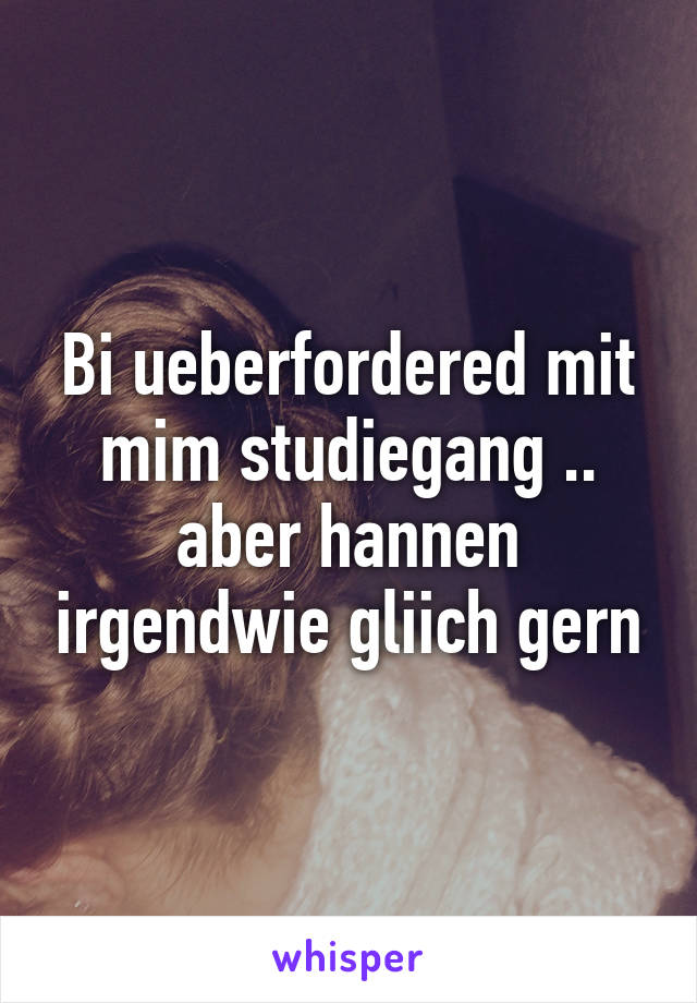 Bi ueberfordered mit mim studiegang .. aber hannen irgendwie gliich gern