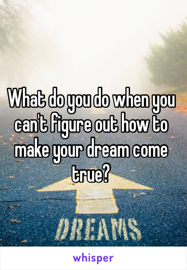 What do you do when you can't figure out how to make your dream come true?