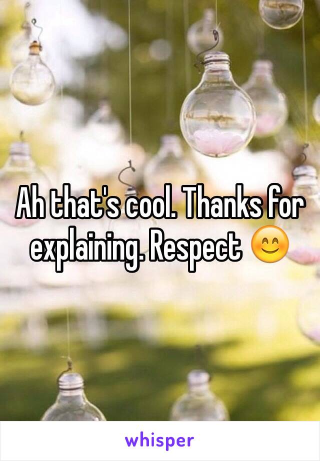 Ah that's cool. Thanks for explaining. Respect 😊