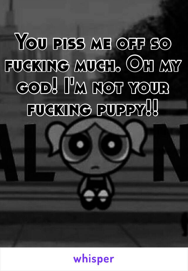 You piss me off so fucking much. Oh my god! I'm not your fucking puppy!!