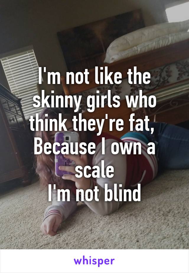 I'm not like the skinny girls who think they're fat, 
Because I own a scale
I'm not blind