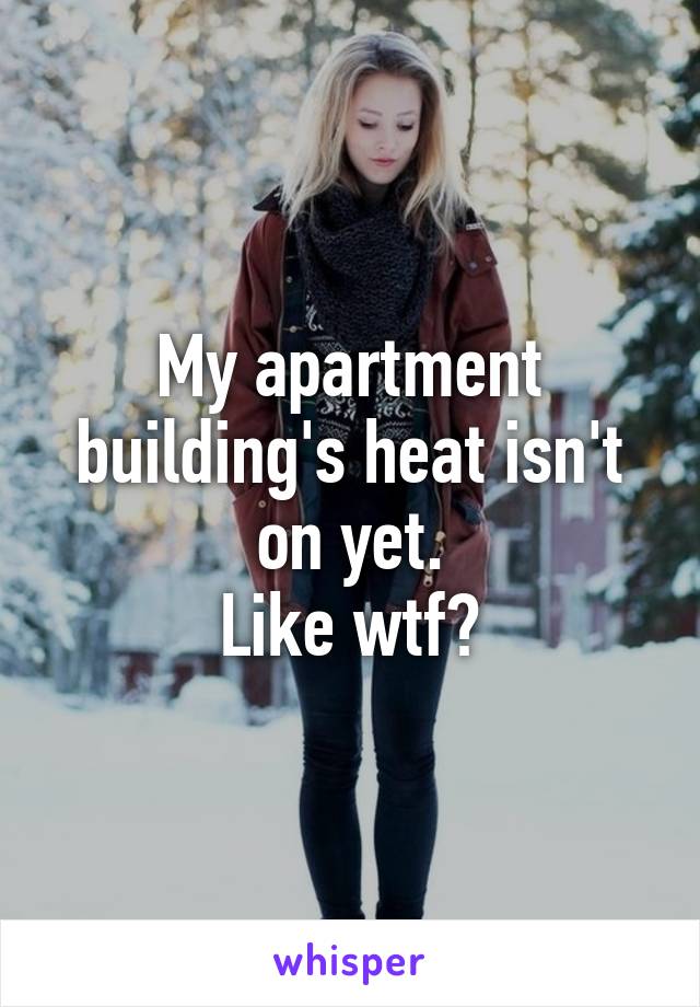 My apartment building's heat isn't on yet.
Like wtf?