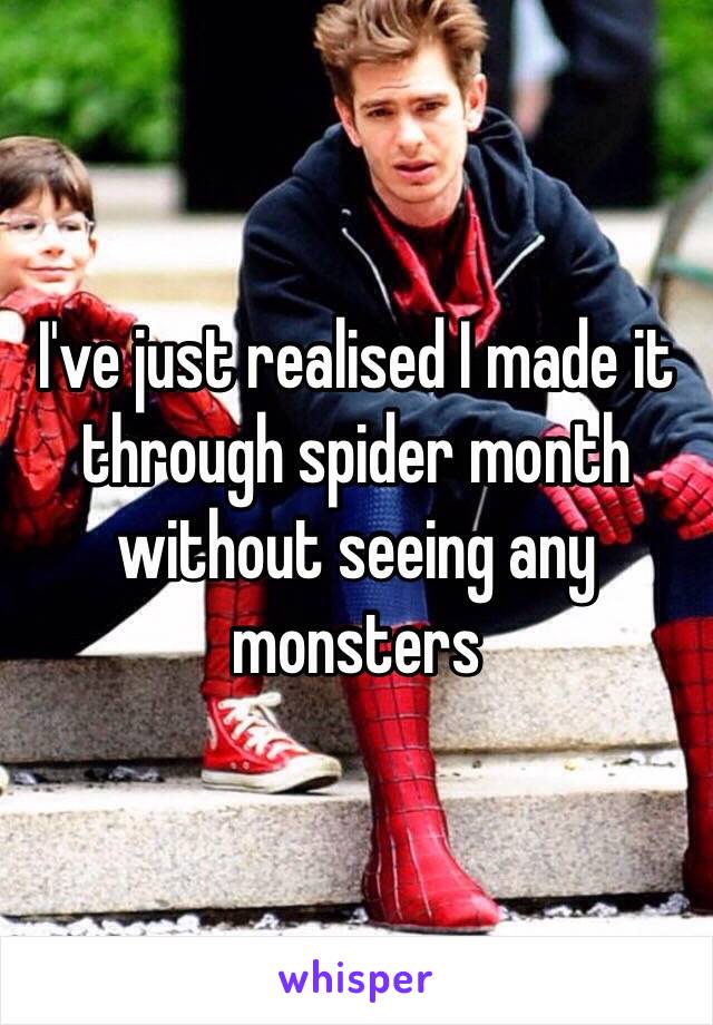 I've just realised I made it through spider month without seeing any monsters