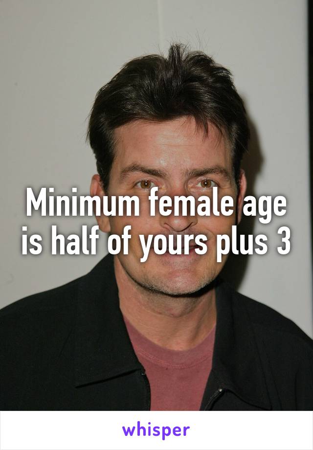 Minimum female age is half of yours plus 3