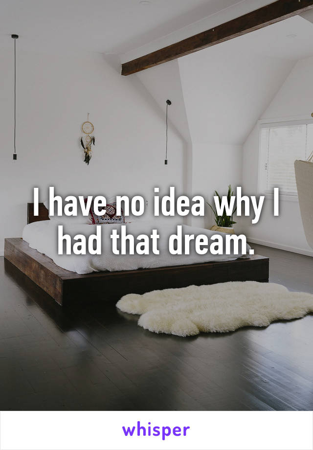 I have no idea why I had that dream.