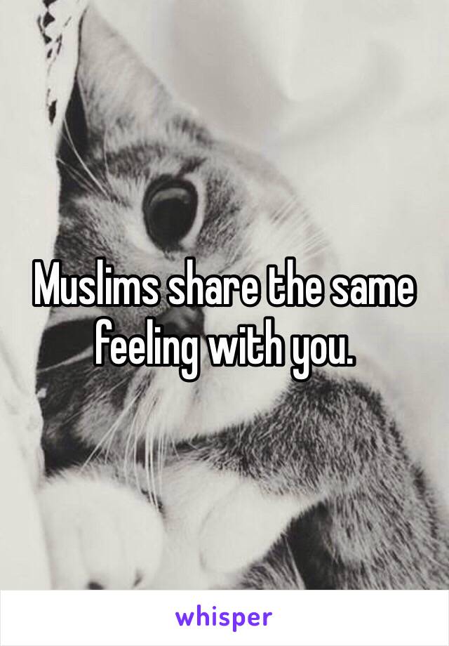 Muslims share the same feeling with you.