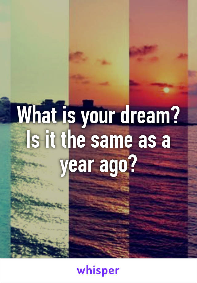 What is your dream? Is it the same as a year ago?