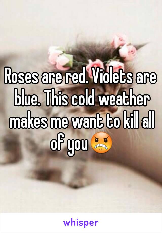 Roses are red. Violets are blue. This cold weather makes me want to kill all of you😠