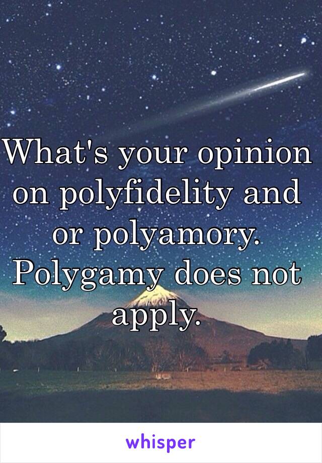 What's your opinion on polyfidelity and or polyamory. Polygamy does not apply. 