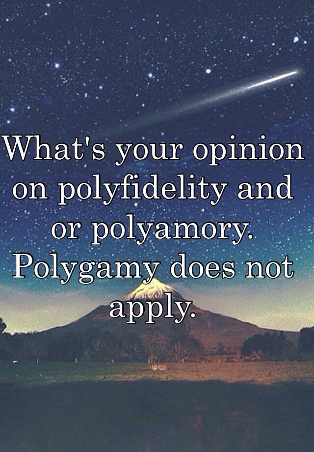 What's your opinion on polyfidelity and or polyamory. Polygamy does not apply. 