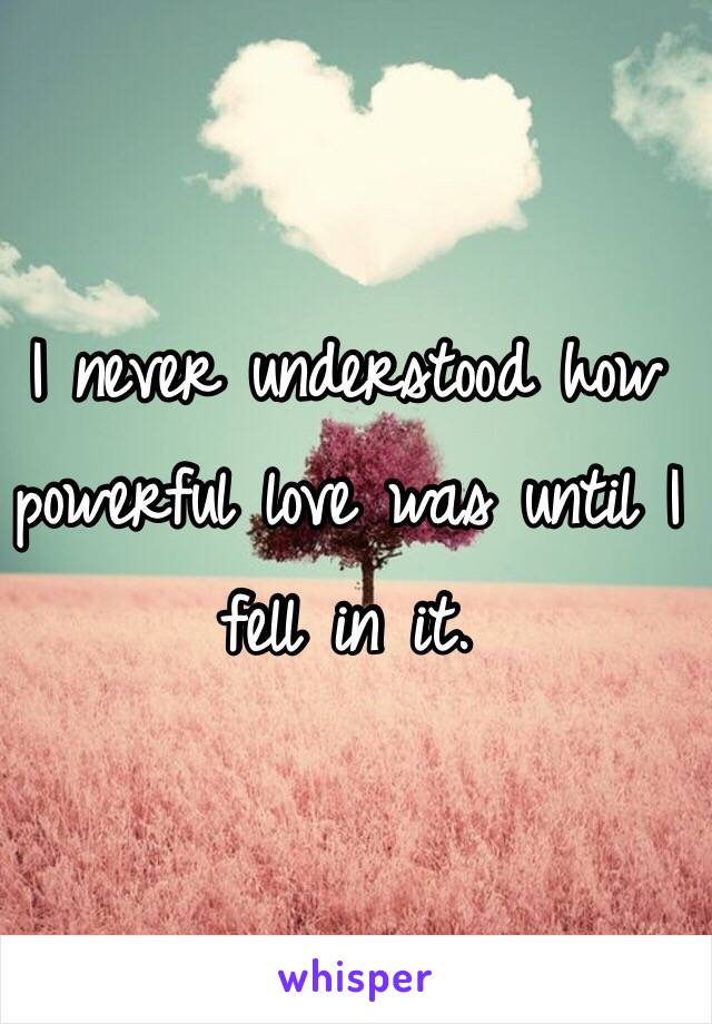 I never understood how powerful love was until I fell in it. 