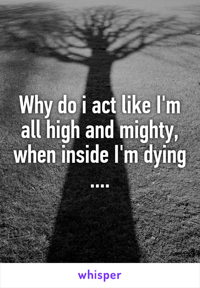 Why do i act like I'm all high and mighty, when inside I'm dying ....