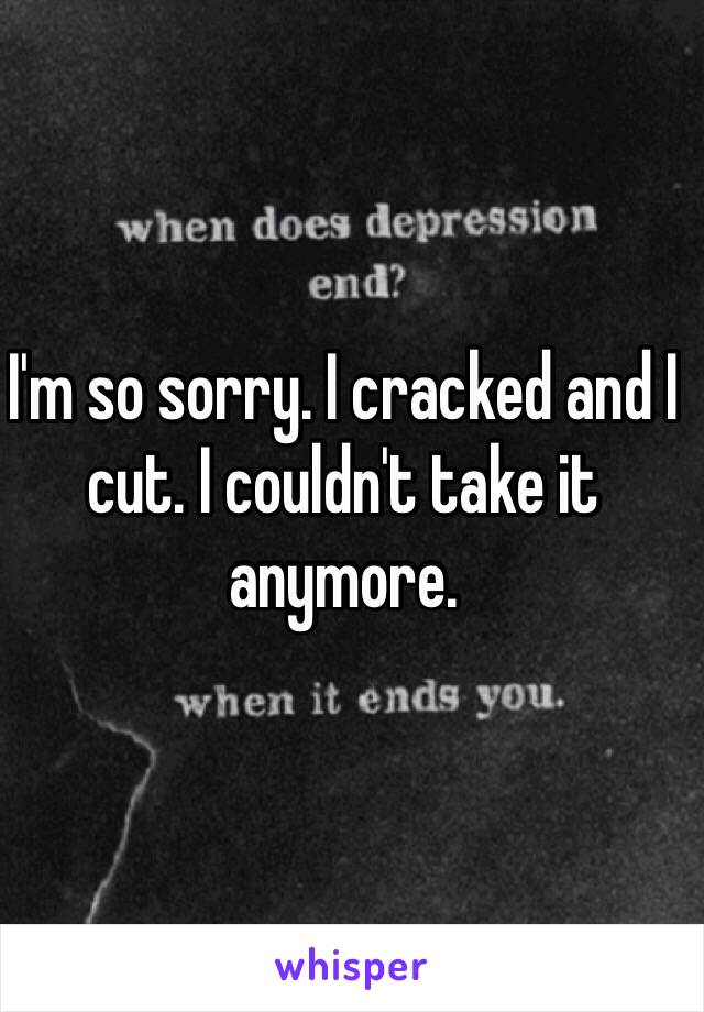 I'm so sorry. I cracked and I cut. I couldn't take it anymore. 