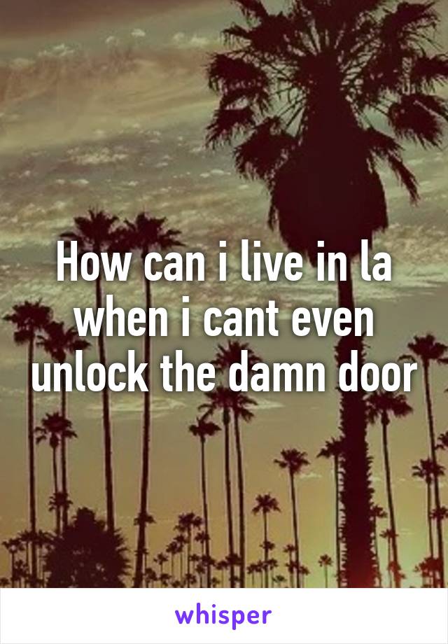 How can i live in la when i cant even unlock the damn door