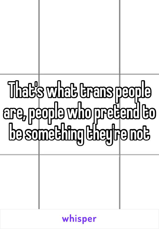 That's what trans people are, people who pretend to be something they're not 