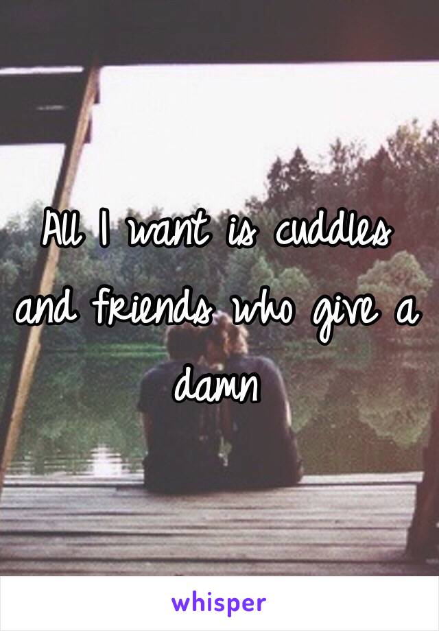 All I want is cuddles and friends who give a damn 