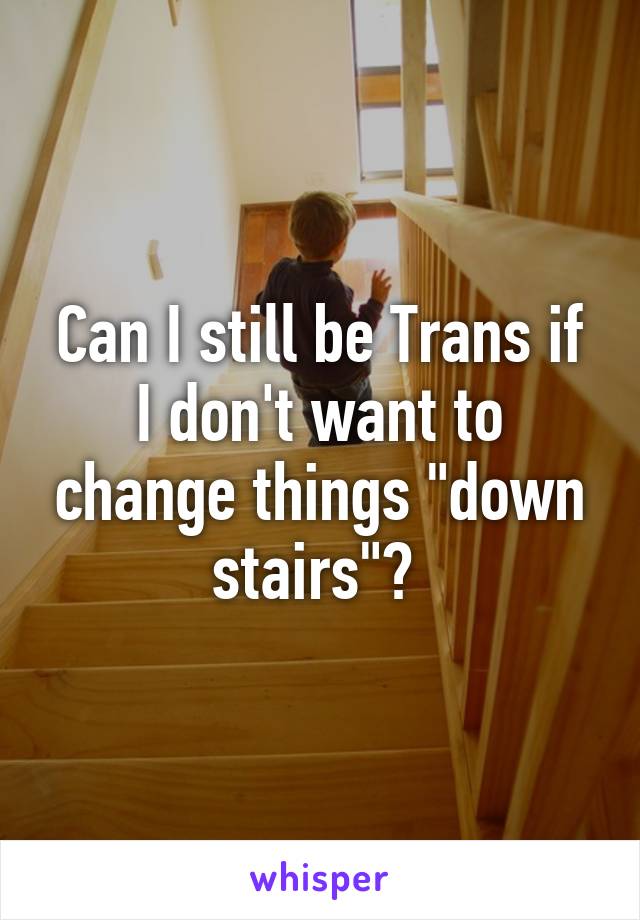 Can I still be Trans if I don't want to change things "down stairs"? 