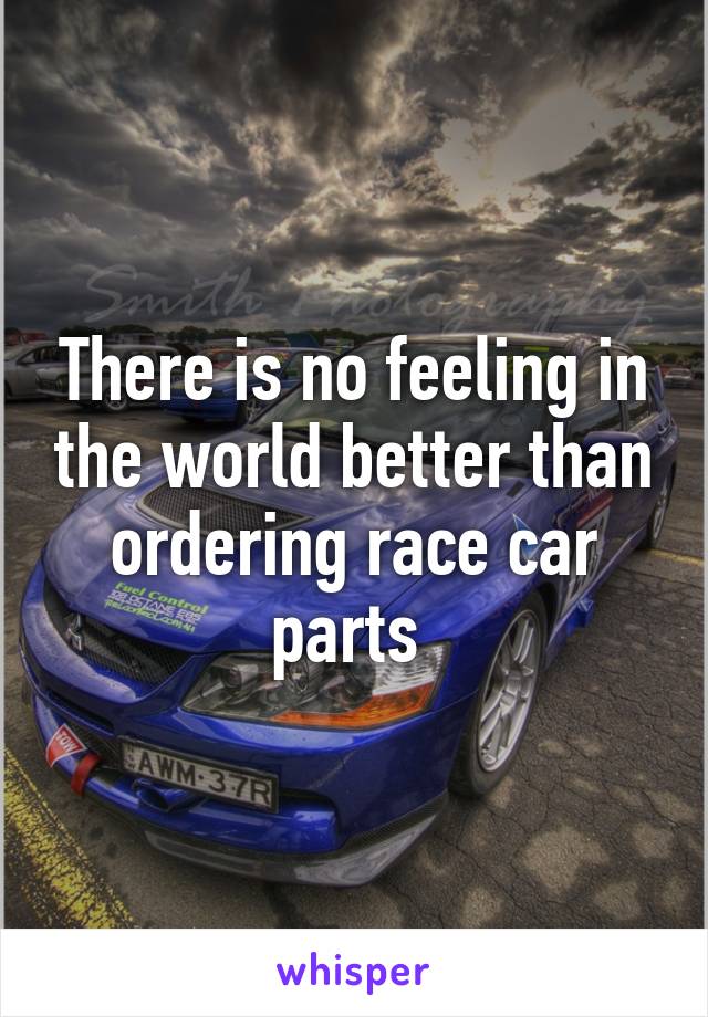 There is no feeling in the world better than ordering race car parts 