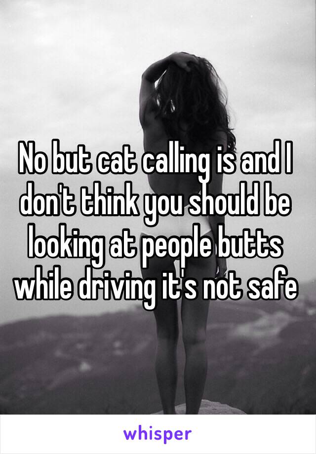 No but cat calling is and I don't think you should be looking at people butts while driving it's not safe 