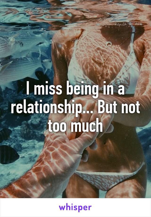 I miss being in a relationship... But not too much