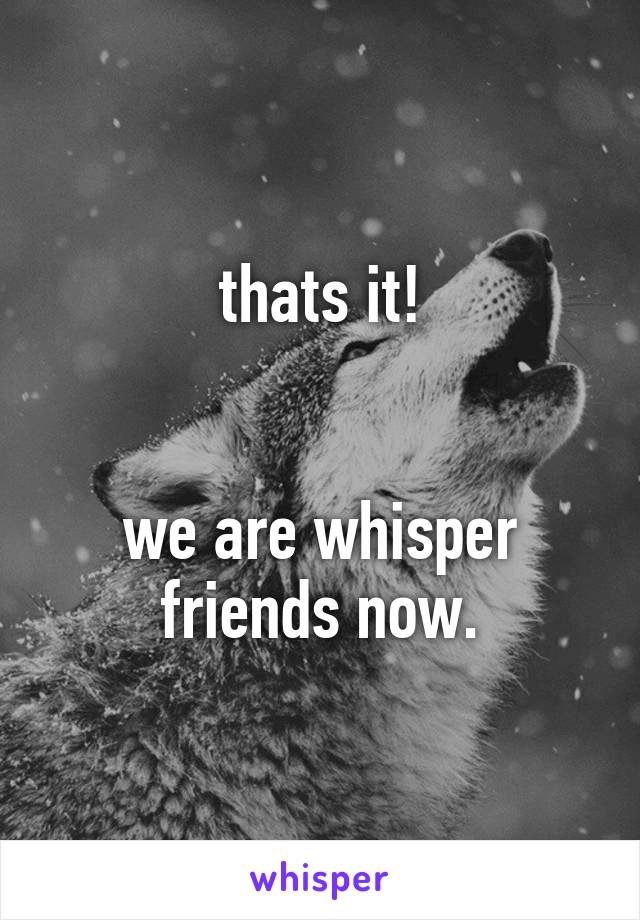 thats it!


we are whisper friends now.