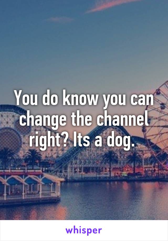 You do know you can change the channel right? Its a dog. 