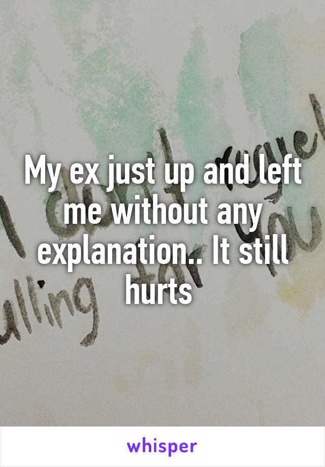 My ex just up and left me without any explanation.. It still hurts 